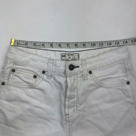 Free People White Denim Button Fly Cut Off Shorts - Picture 3 of 8